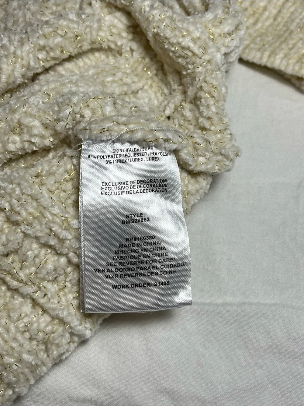 Badgley Mischka Cream Knit Sweater with Gold Threading
